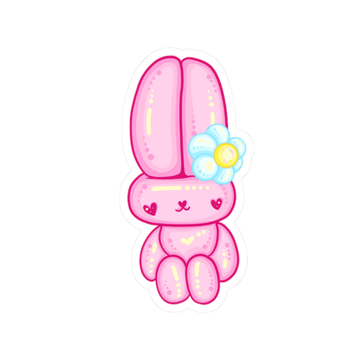 Kawaii Flower Bunny Kiss-Cut Sticker - Puppy's Aesthetics