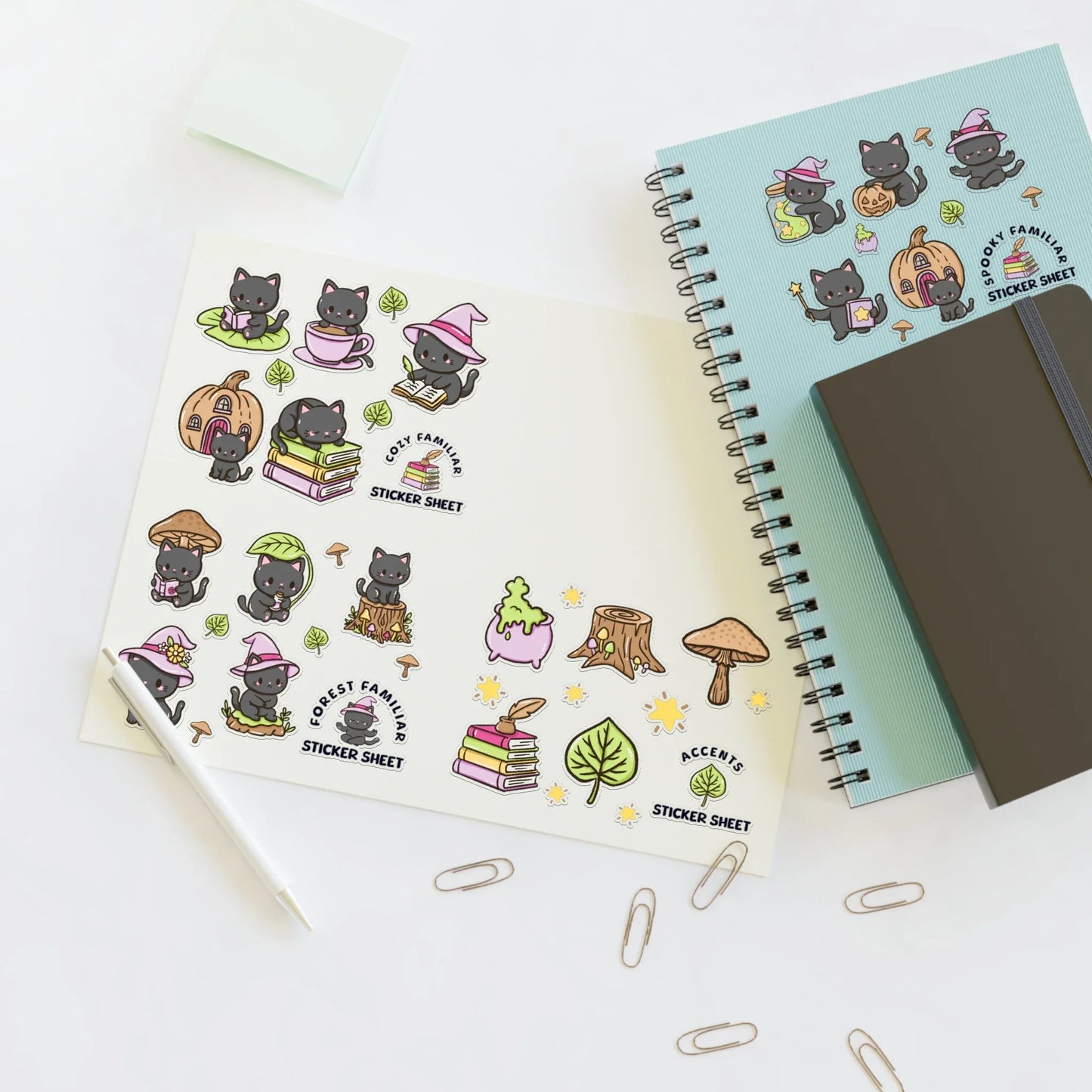 Kitty Cozy Familiar Sticker Sheet - Puppy's Aesthetics