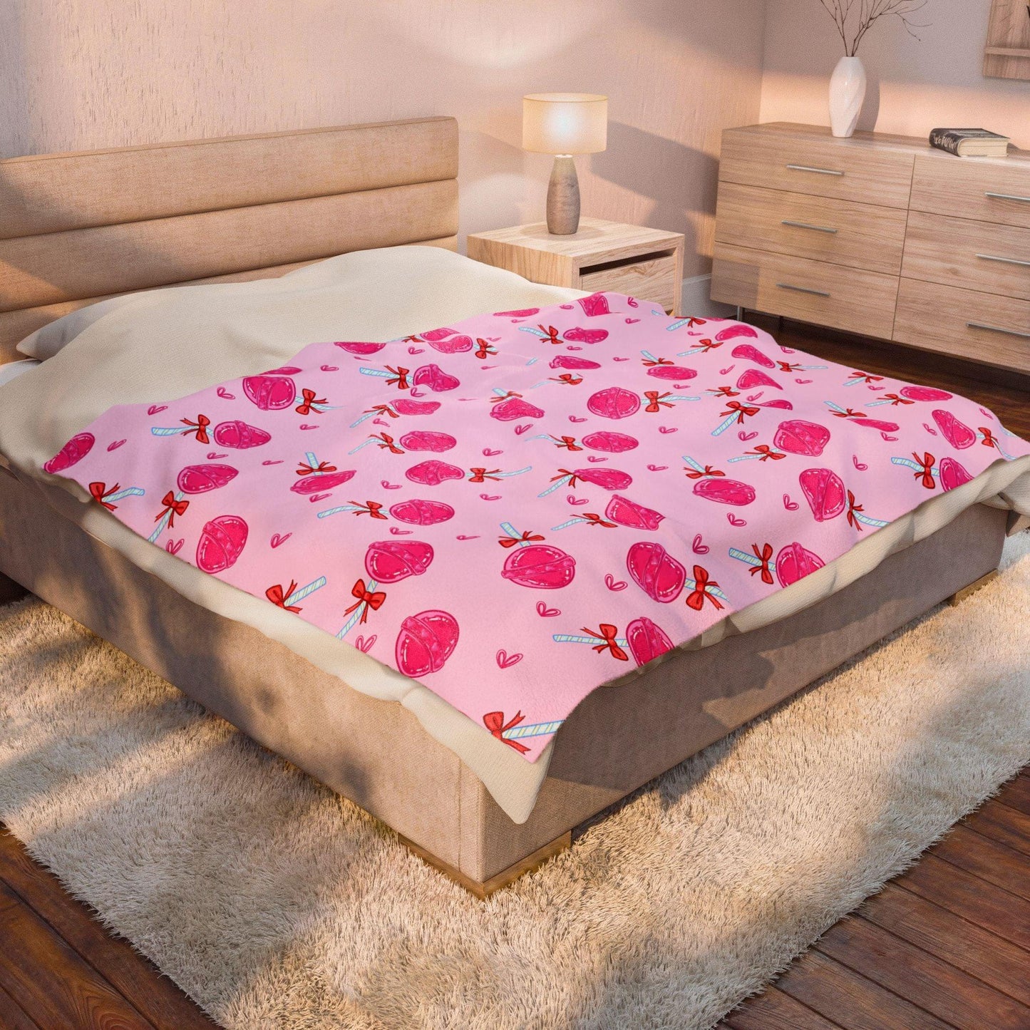 Pink Lollipop Velveteen Plush Blanket - Puppy's Aesthetics