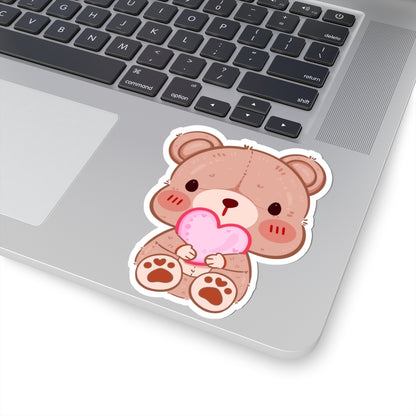 Cute Teddy Bear Heart Kiss-Cut Sticker - Puppy's Aesthetics