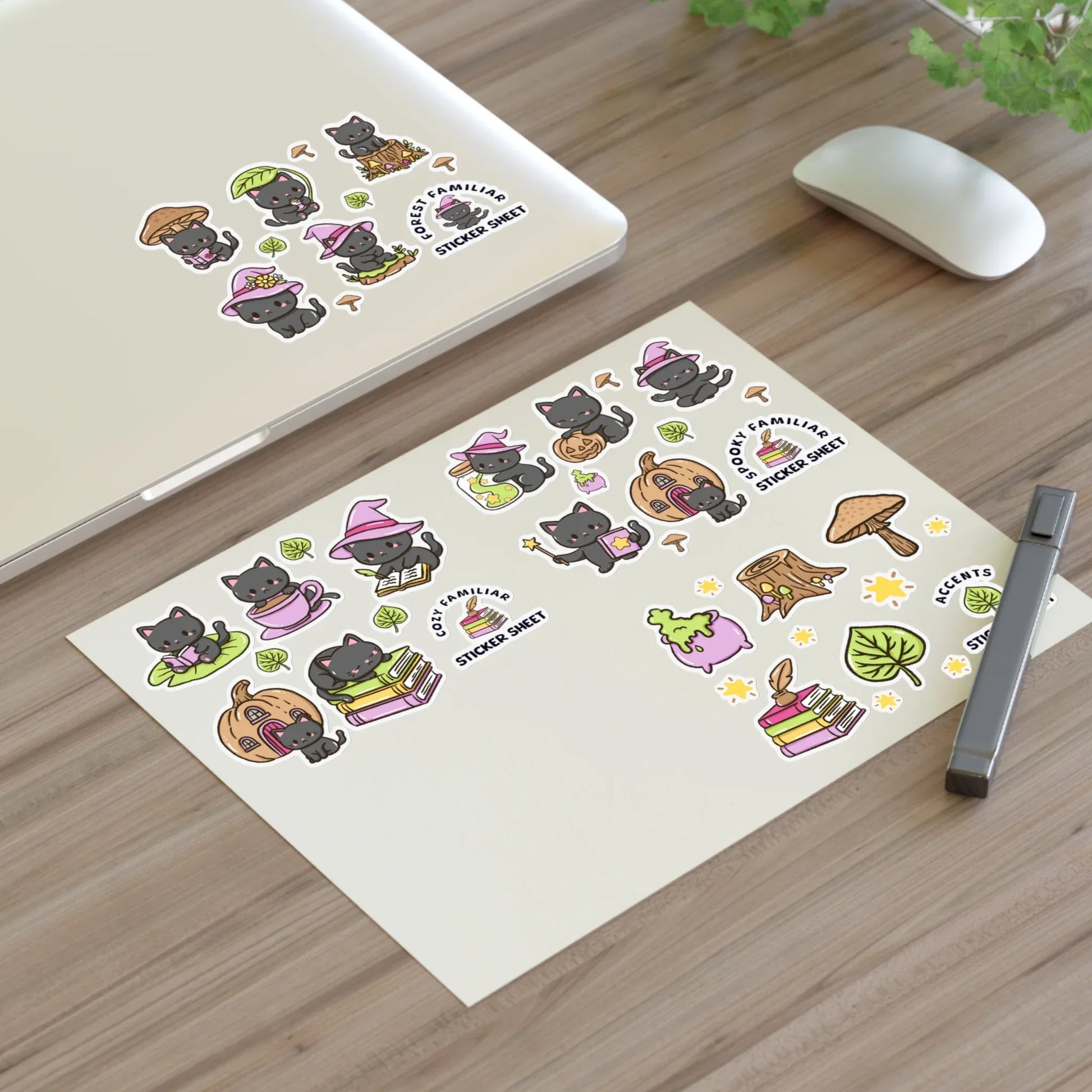 Kitty Cozy Familiar Sticker Sheet - Puppy's Aesthetics