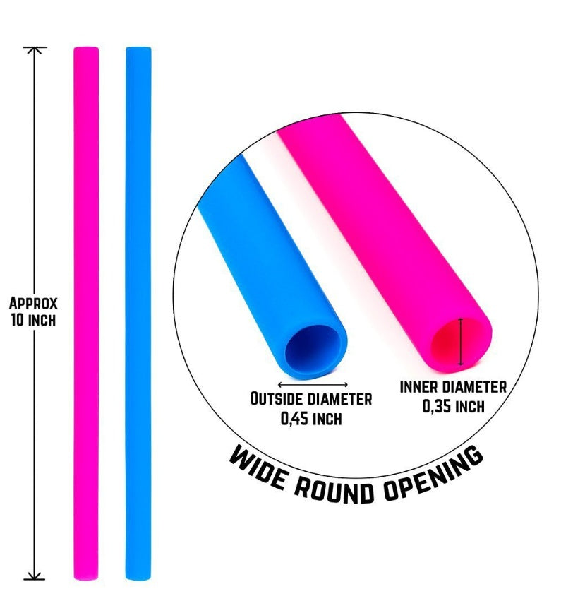 Sippy Sweeties – Reusable Rainbow Silicone Straw Set (6 Pack + Brush)