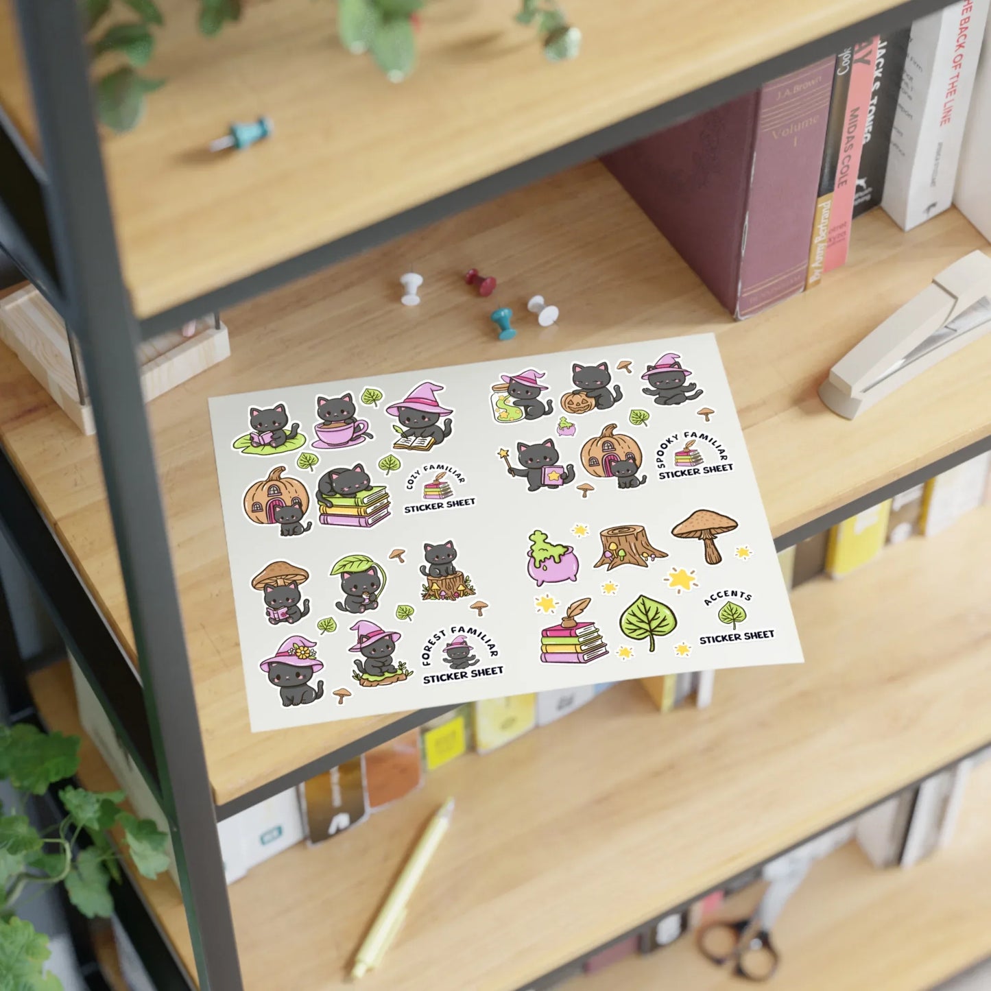 Kitty Cozy Familiar Sticker Sheet - Puppy's Aesthetics