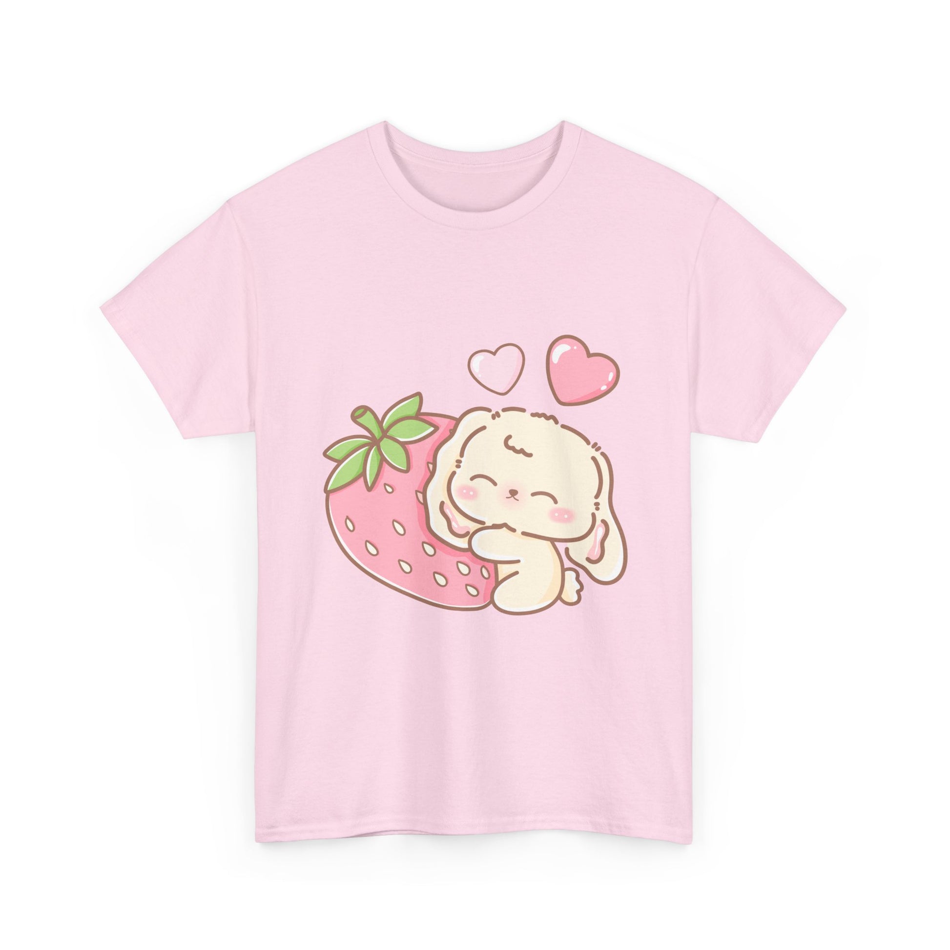 Cute Bunny Strawberry Play Tee - Puppy's Aesthetics