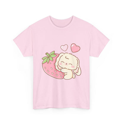 Cute Bunny Strawberry Play Tee - Puppy's Aesthetics