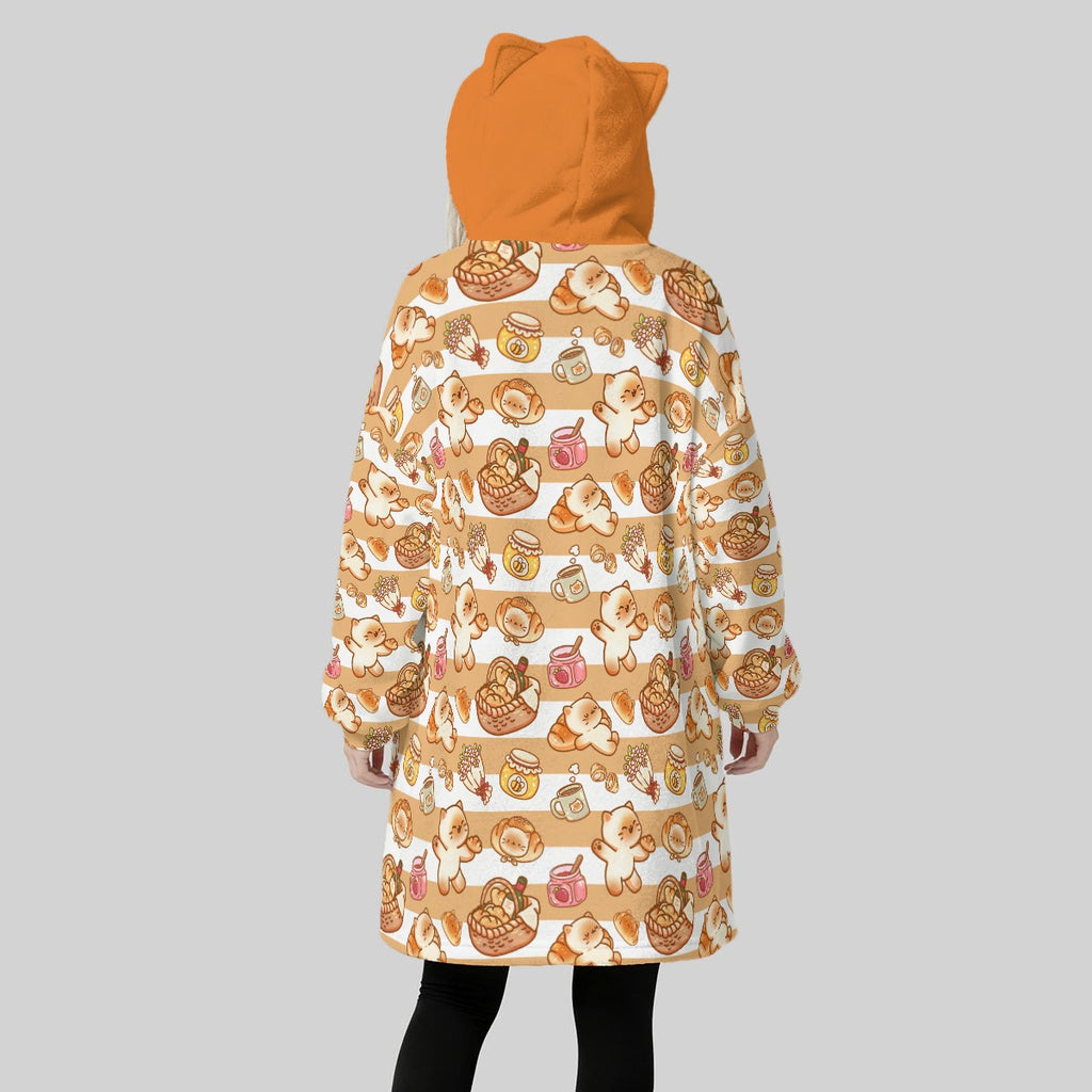 Jam Picnic Kitten Ear Hoodie Blanket