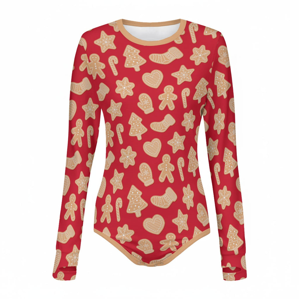 Gingerbread Dreams Long Sleeve CuddleSuit