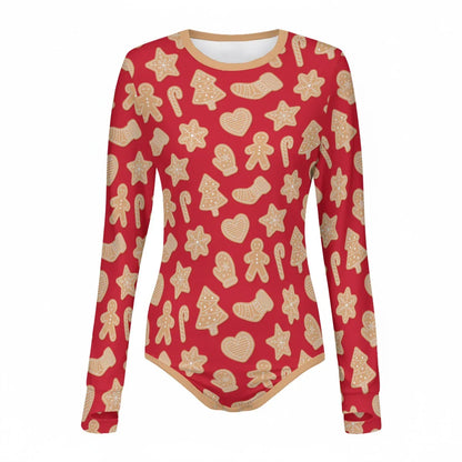 Gingerbread Dreams Long Sleeve CuddleSuit - Puppy's Aesthetics