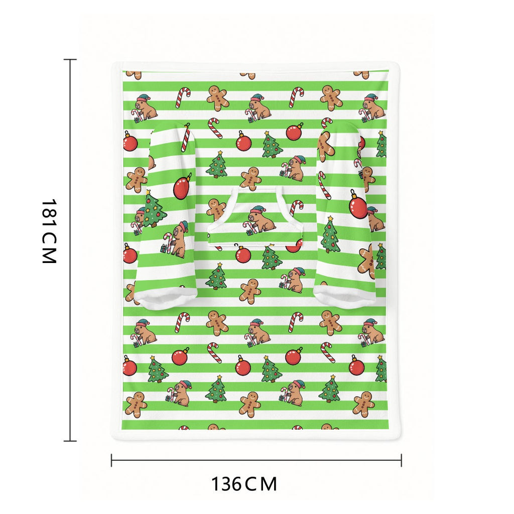 Gingerbread Capybara Wearable Blanket