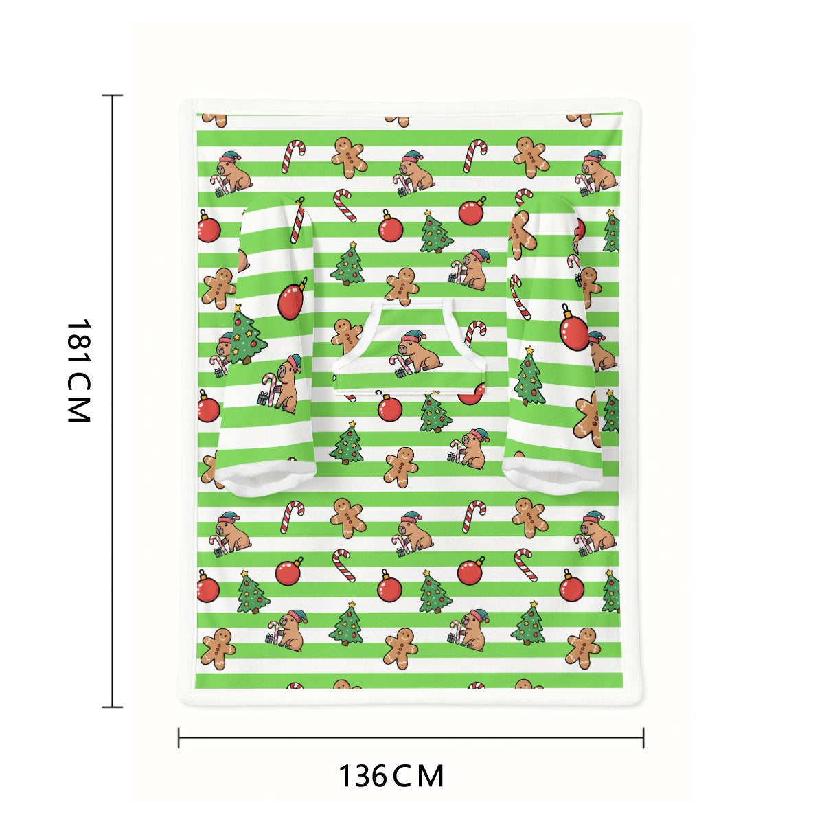 Gingerbread Capybara Wearable Blanket