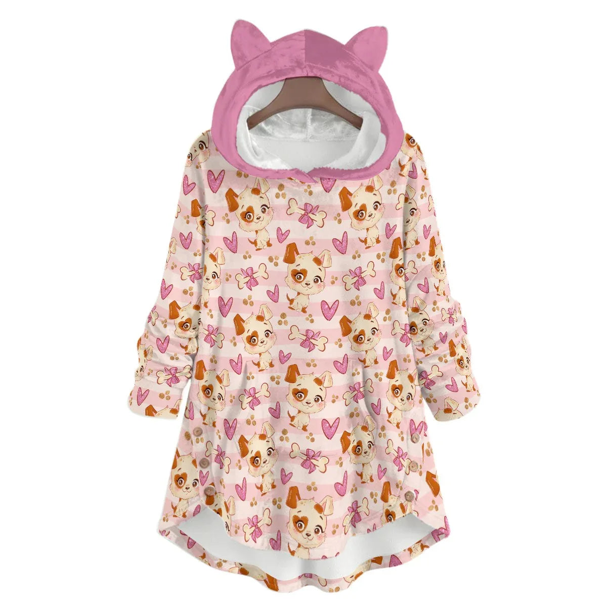 Puppy Love Flannel Ears Hoodie - Puppy's Aesthetics