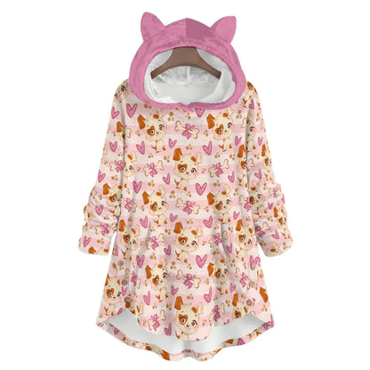 Puppy Love Flannel Ears Hoodie - Puppy's Aesthetics
