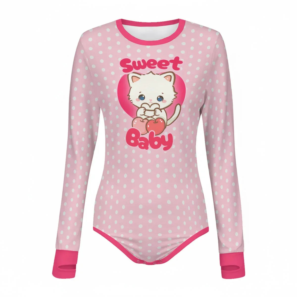 Sweet Cherry Kitty Long Sleeve CuddleSuit - Puppy's Aesthetics
