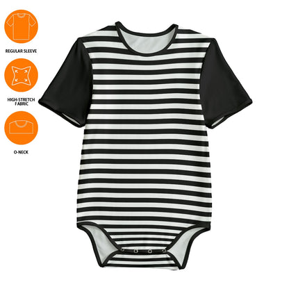 Black & White Stripes Adult Unisex SnappieSuit