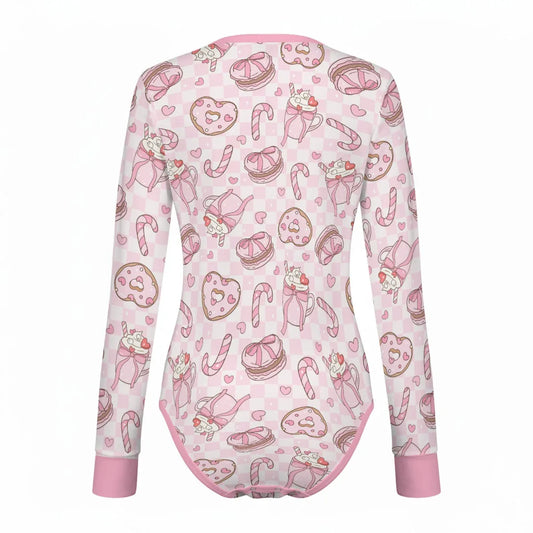 Sugar Plum Sips Long Sleeve CuddleSuit - Puppy's Aesthetics