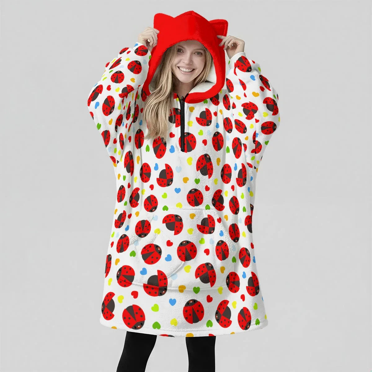 Lucky Ladybug Ear Hoodie Blanket - Puppy's Aesthetics