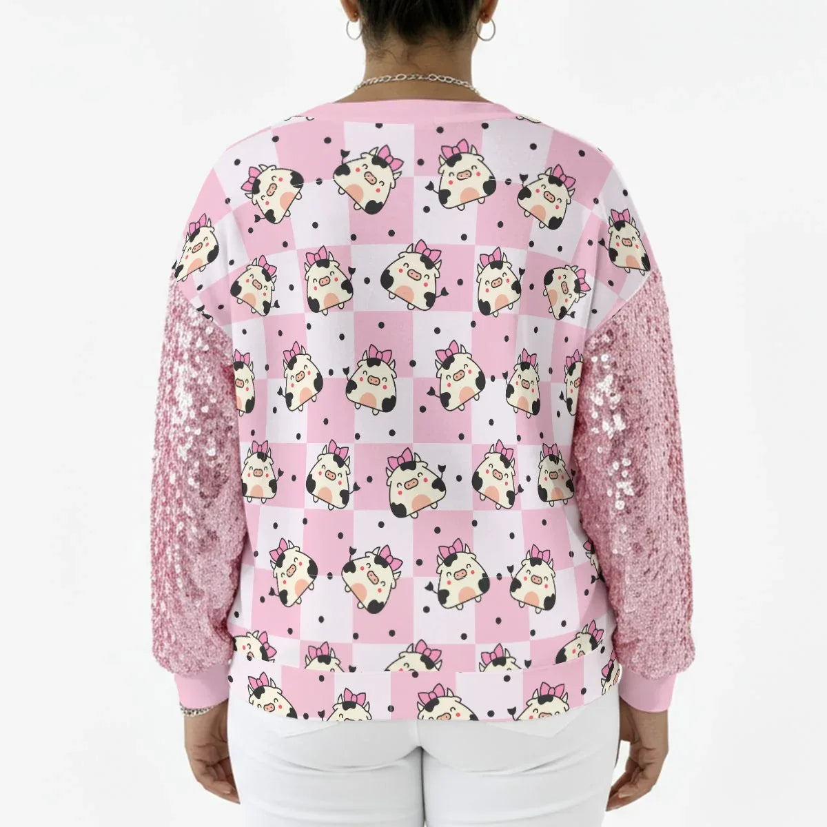Pink Meadow Sequin Sleeve Sweater - Puppy's Aesthetics