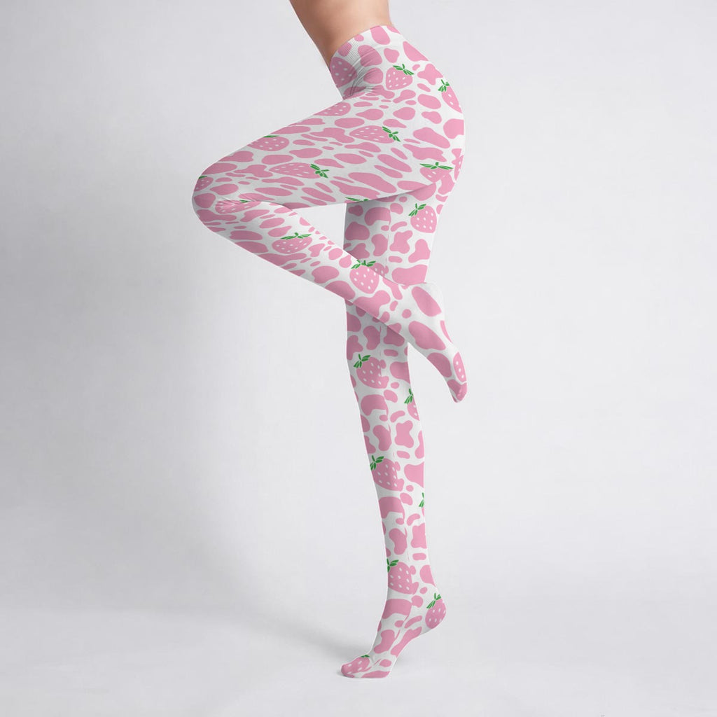 Strawberry Moo Pink Stretchy Tights