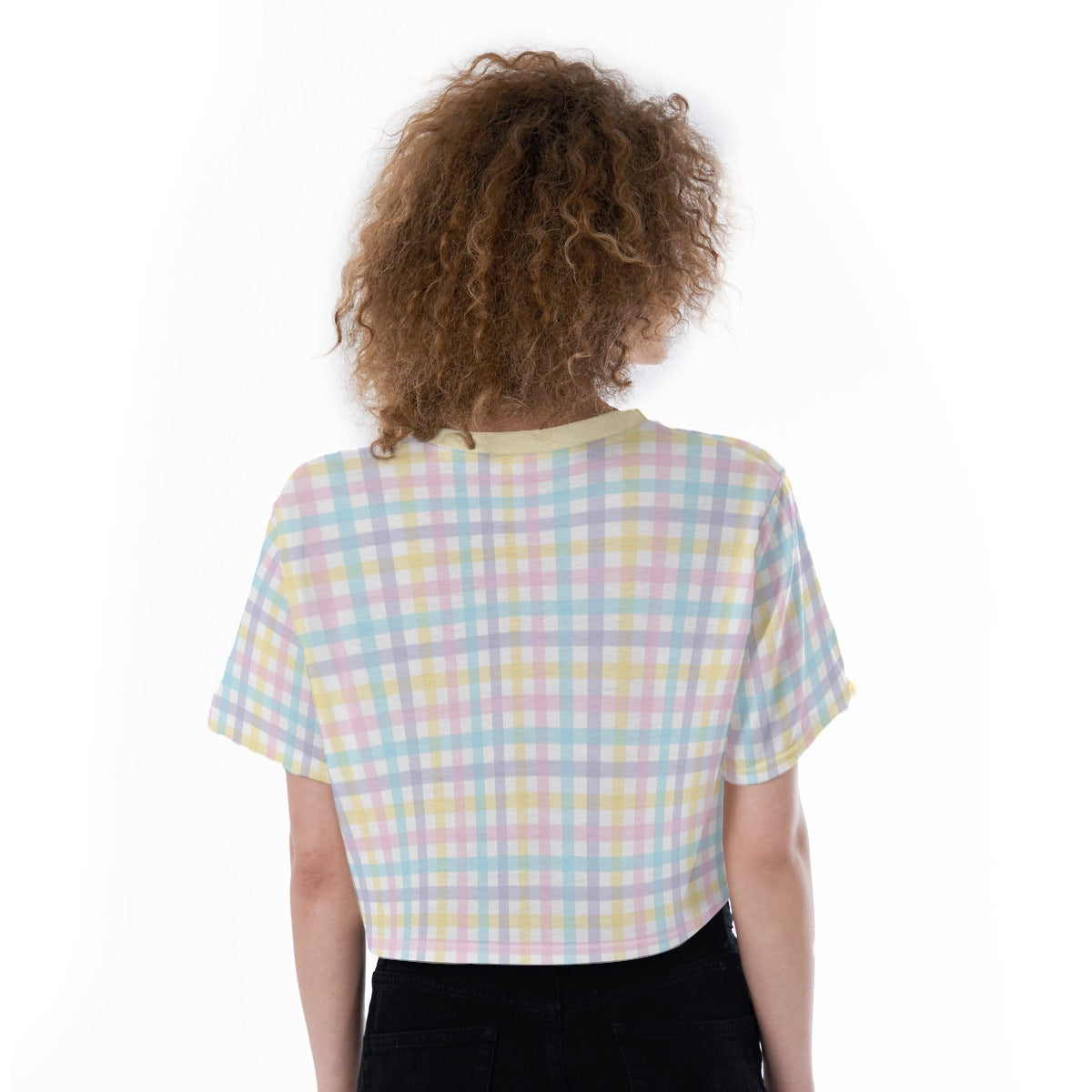Rainbow Unicorn Plaid Crop Play Tee