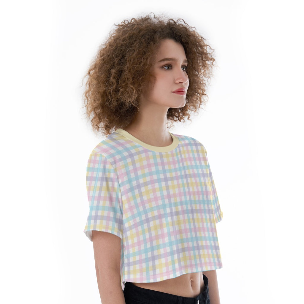 Rainbow Unicorn Plaid Crop Play Tee
