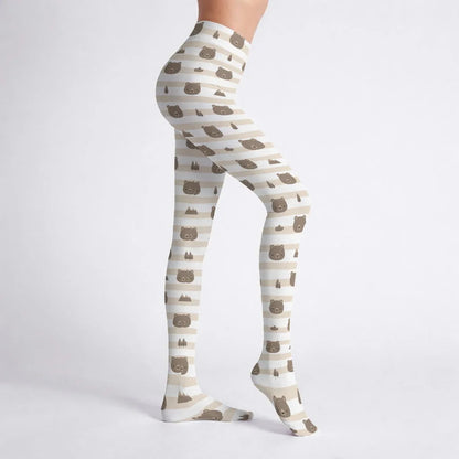 Cozy Woodland Bear Stretch Tights - Puppy's Aesthetics