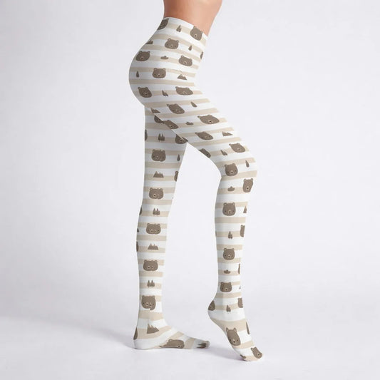 Cozy Woodland Bear Stretch Tights - Puppy's Aesthetics