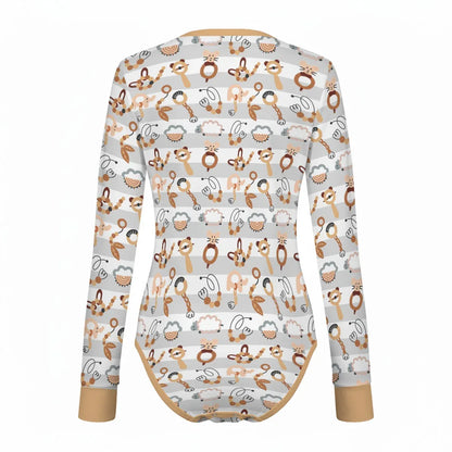 Woodland Rattle Friends Long Sleeve CuddleSuit - Puppy's Aesthetics