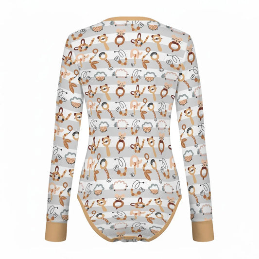 Woodland Rattle Friends Long Sleeve CuddleSuit - Puppy's Aesthetics