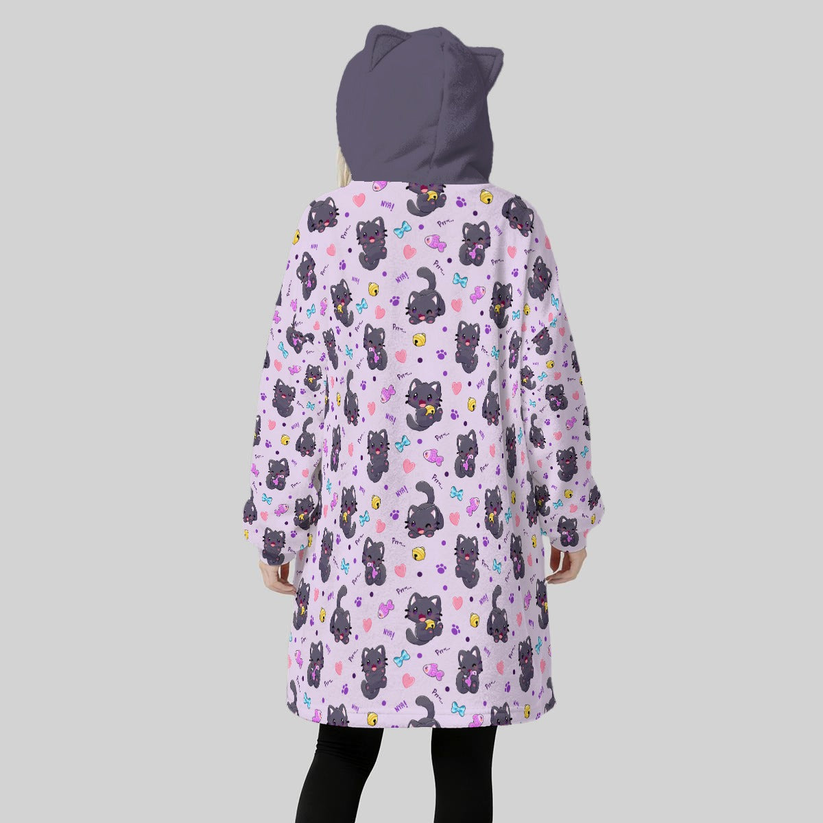 Purrfect Cozy Ear Fleece Hoodie Blanket