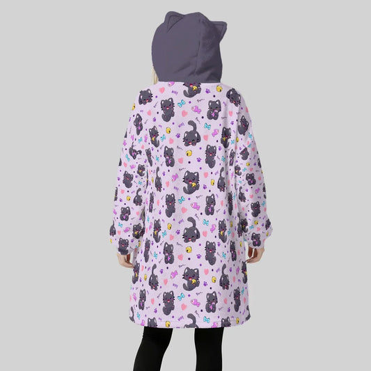 Purrfect Cozy Ear Fleece Hoodie Blanket - Puppy's Aesthetics