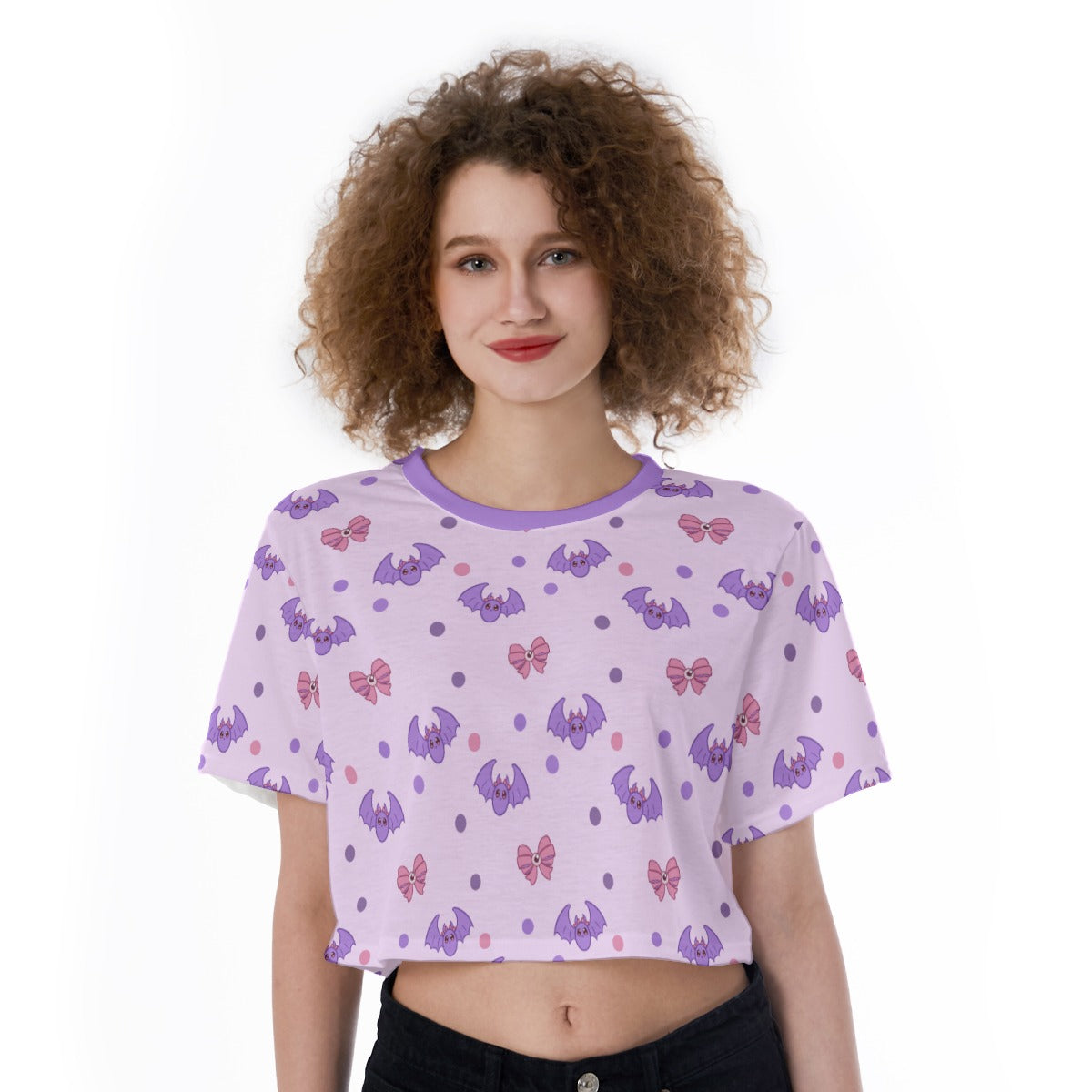 Pastel Spoopy Bats Crop Top