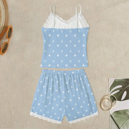 Blue Starry Cami Lace Set