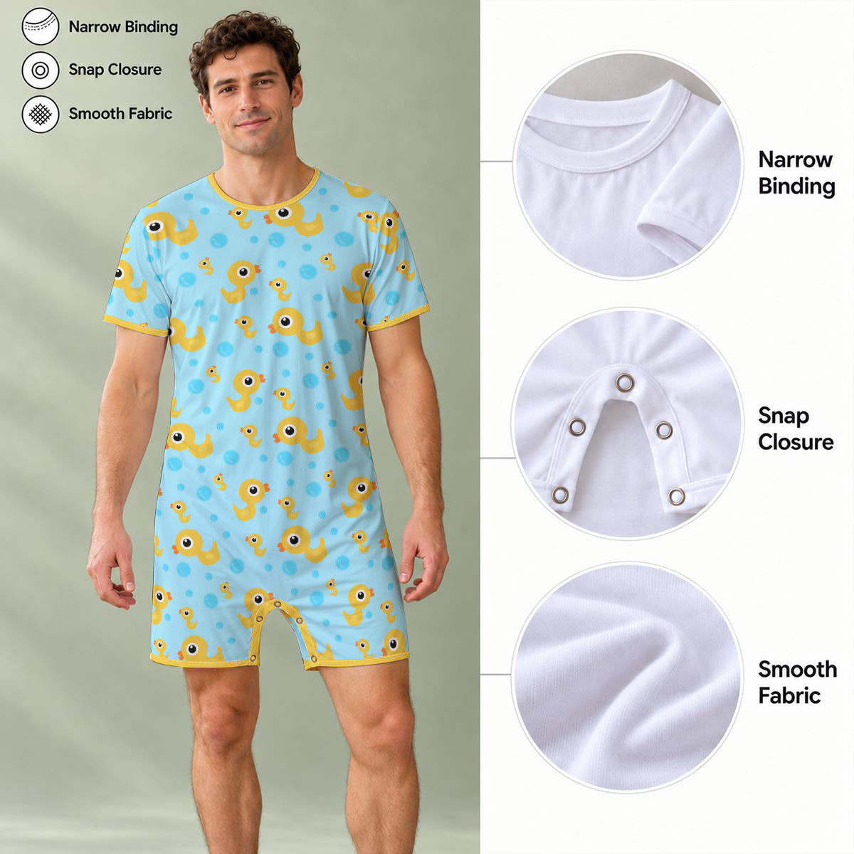 Ducky Bubble Bath Play Snap Romper