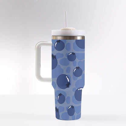 Blueberry Cow 40oz Tumbler With Handle