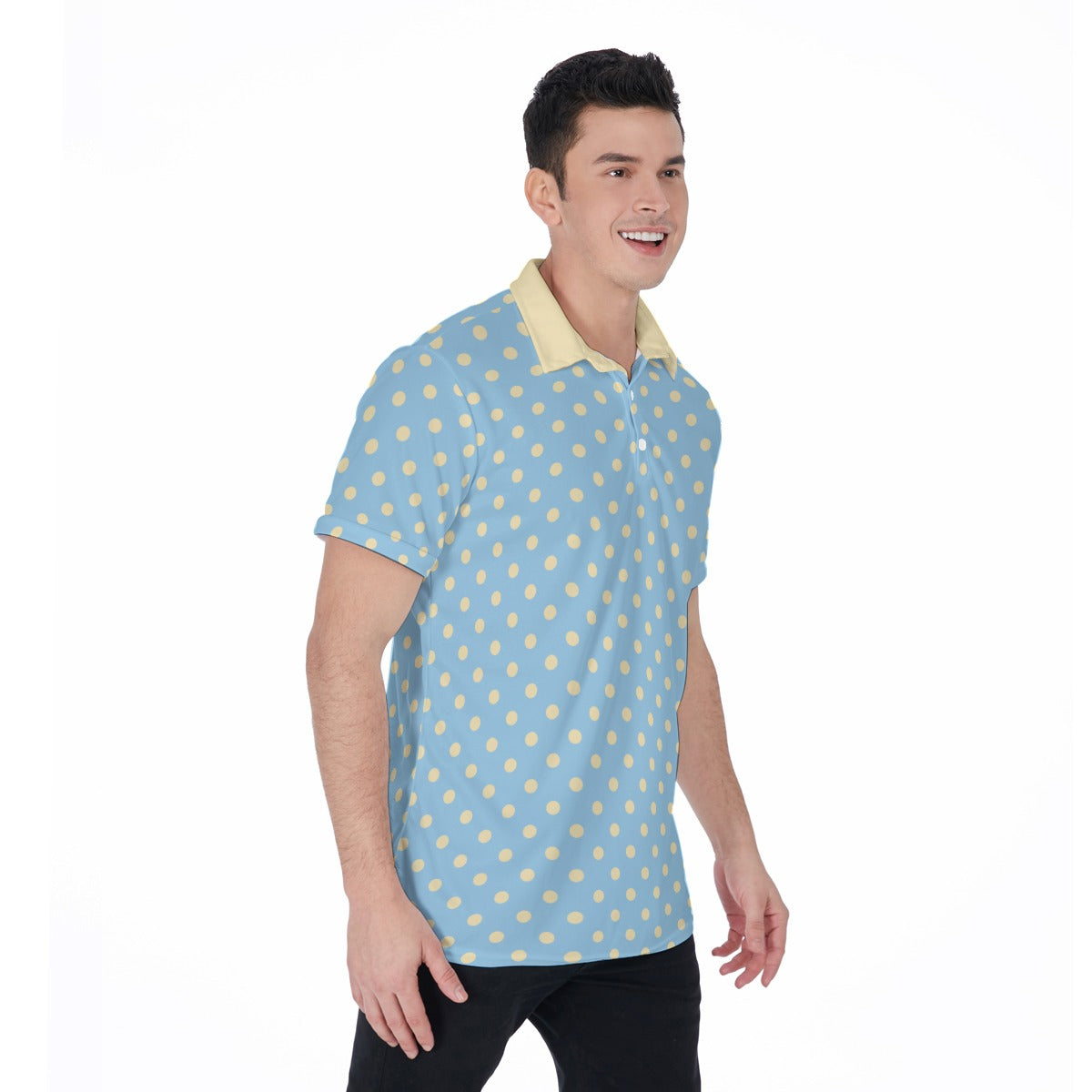 Blue Polka Dot Polo Shirt