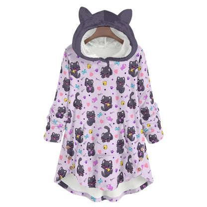 Purrfectly Playful Flannel Ears Hoodie - Puppy's Aesthetics