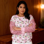 Pink Meadow Sequin Sleeve Sweater