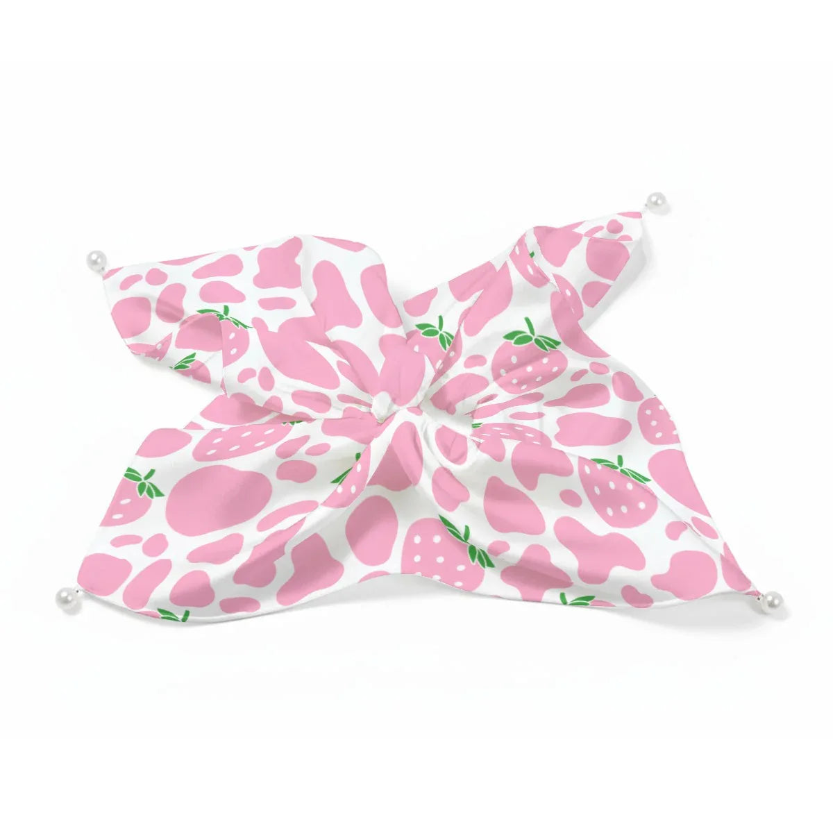Strawberry Moo Satin Scrunchie - Puppy's Aesthetics