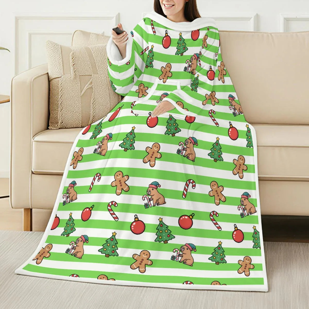 Gingerbread Capybara Wearable Blanket - Puppy's Aesthetics