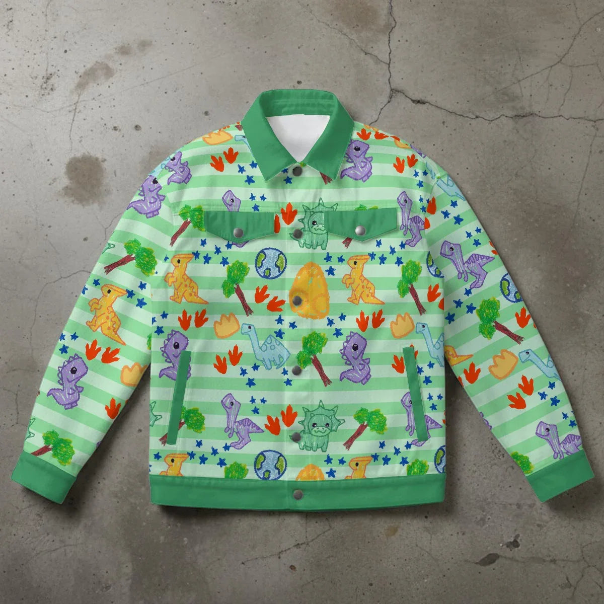 Dino Doodles Unisex Collared Jacket - Puppy's Aesthetics