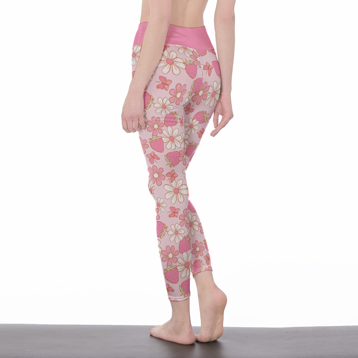 Strawberries & Daisies High Waist Leggings