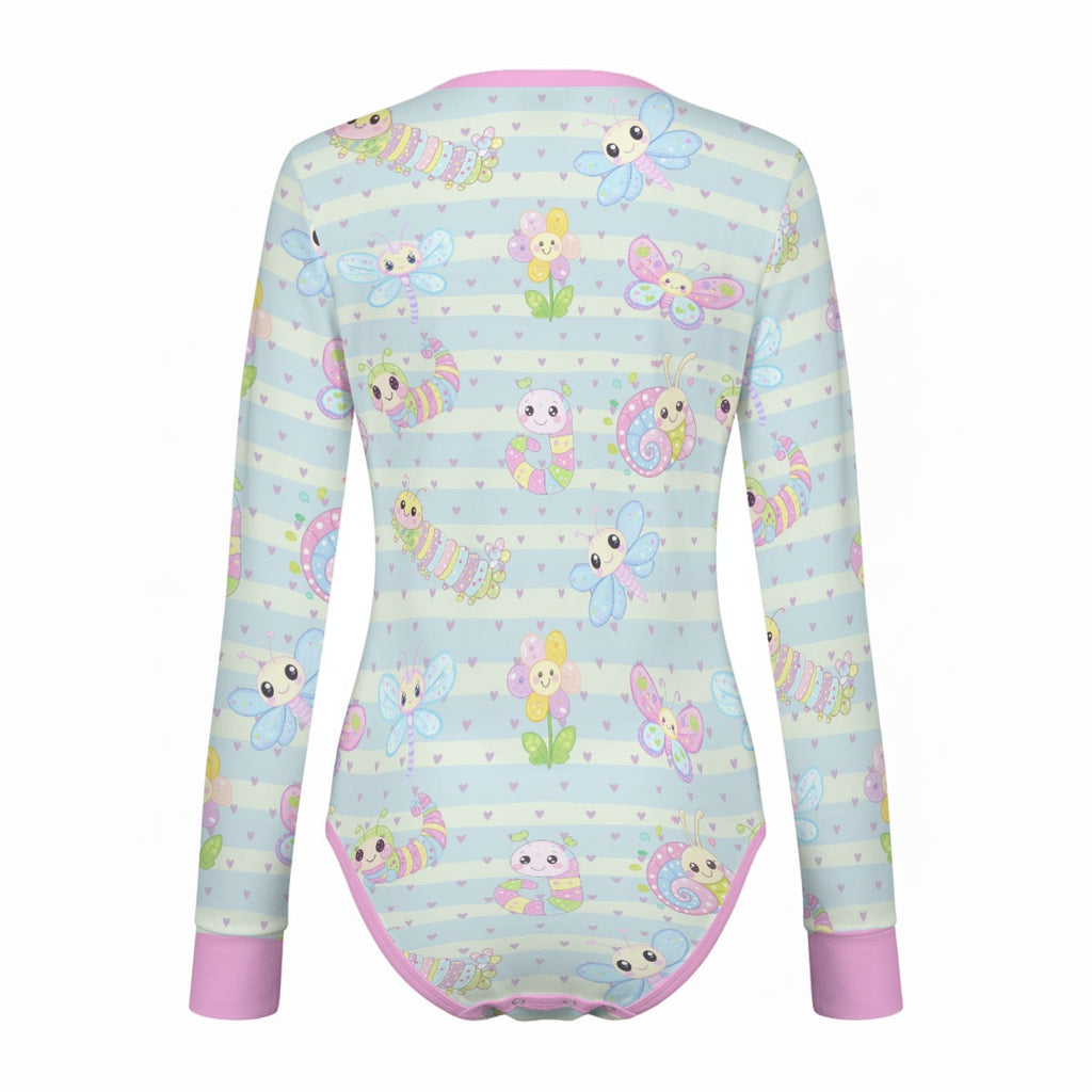 Buggy Blossom Striped Long Sleeve Cuddlesuit