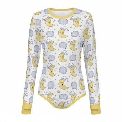 Sleepy Little Moon Long Sleeve Bodysuit - Puppy's Aesthetics
