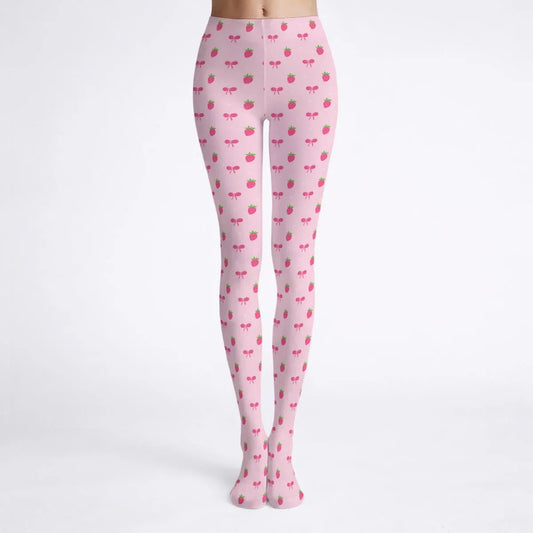 Pretty Lil Strawberries Stretchy Tights - Puppy's Aesthetics