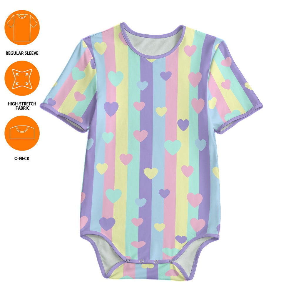 Pastel Stripes & Hearts Adult CuddleSuit