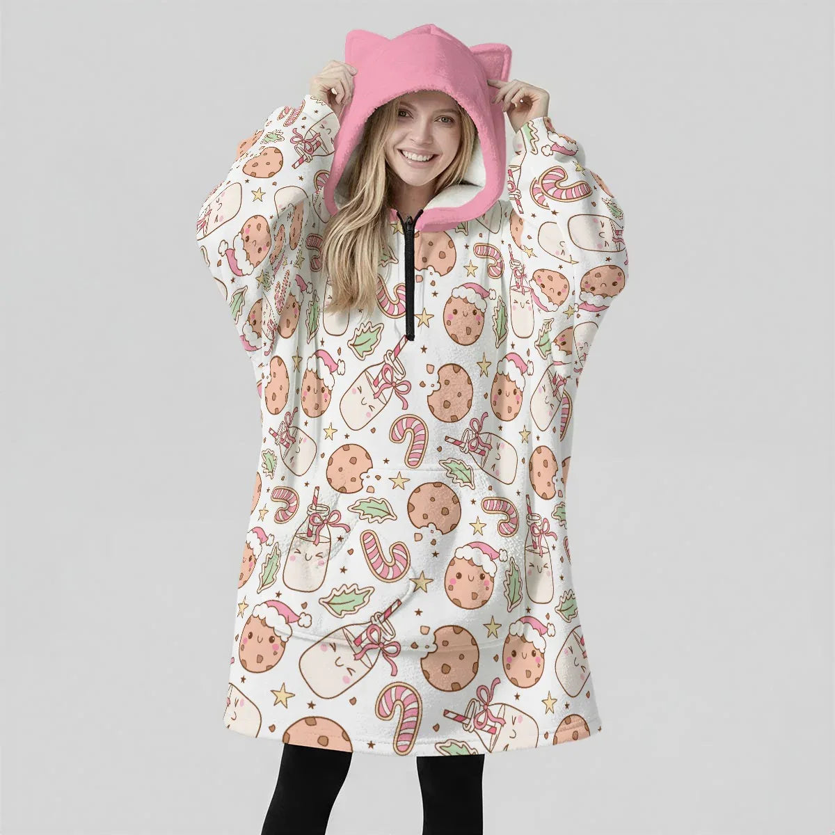 Sugar Snuggle Milk n’ Cookies Ears Hoodie Blanket - Puppy's Aesthetics