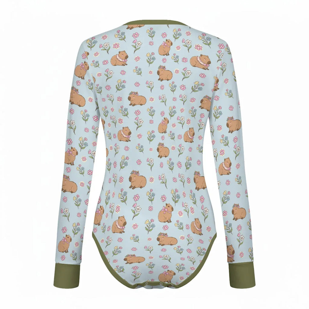 Sweet Meadow Capybara Long Sleeve CuddleSuit - Puppy's Aesthetics