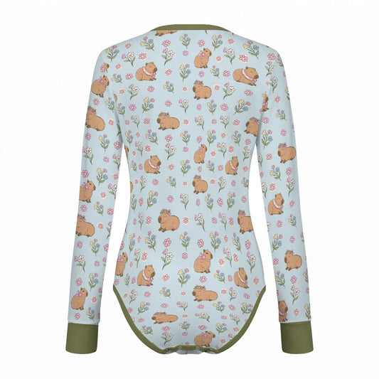Sweet Meadow Capybara Long Sleeve CuddleSuit - Puppy's Aesthetics