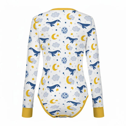 Sleepy Whale Dreams Long Sleeve CuddleSuit - Puppy's Aesthetics