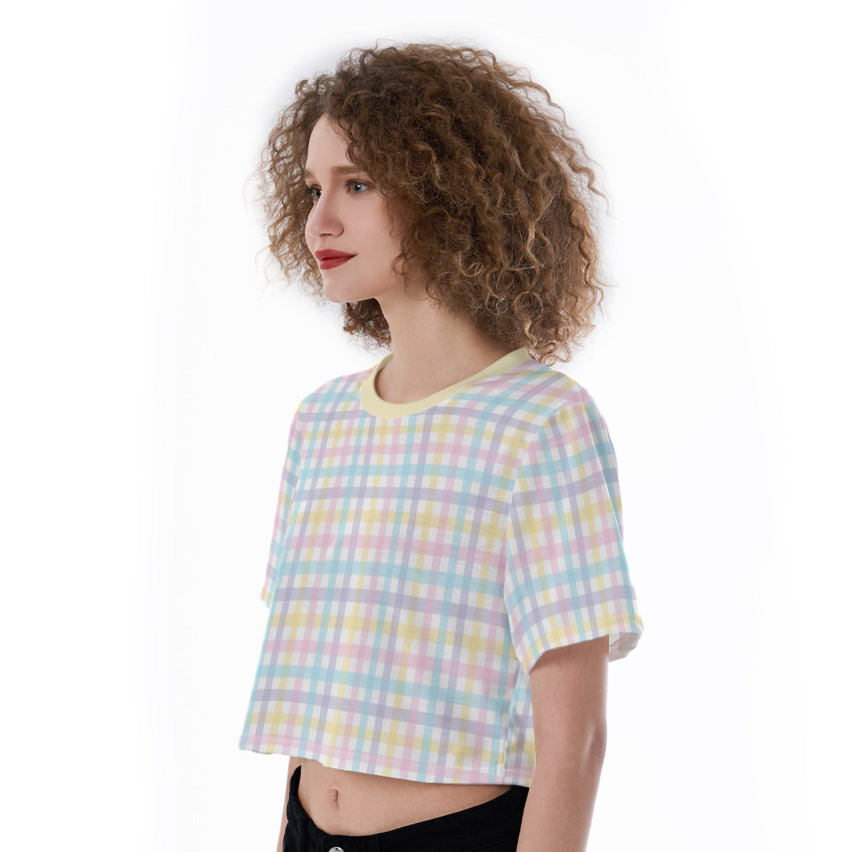 Rainbow Unicorn Plaid Crop Play Tee